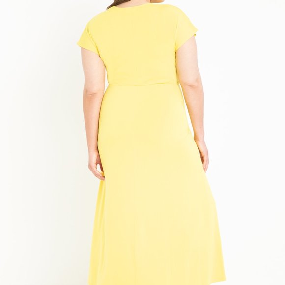 NWT ELOQUII Easy Maxi Dress With Wrap Tie Skirt Yellow Plus Size 18 - Picture 3 of 3